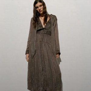 Metallic strip Black Brown pattern Zara Dress Size XS